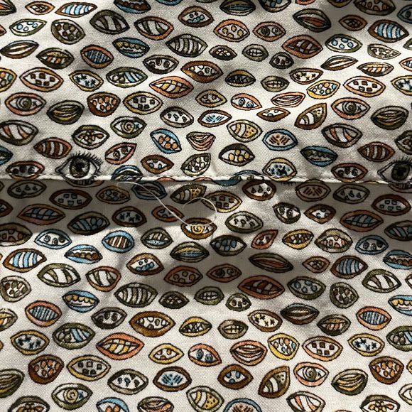 St. Croix Abstract Eyes and Mouths Maximalist Short Sleeve Button Down Shirt - Picture 4 of 4